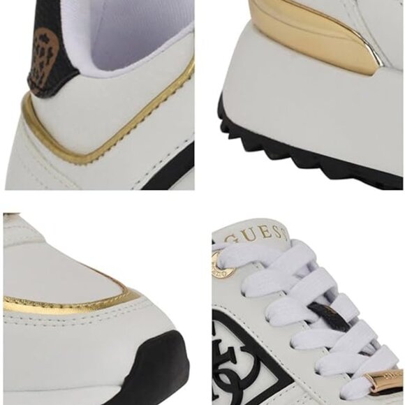 GUESS Koyaa Women's Quattro G Logo Retro Jogger Sneakers Lace Up White Gold 10 - Picture 8 of 10